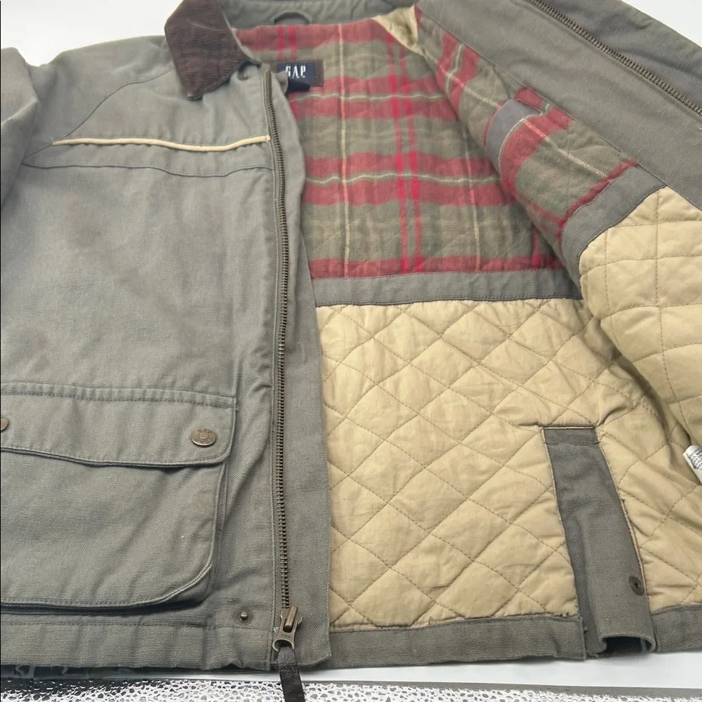 GAP Kids Gray Military Jacket with Brown Collar
